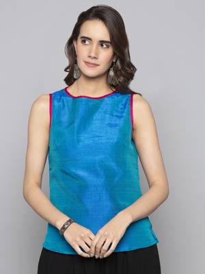 Blue woven taffeta readymade blouse 2