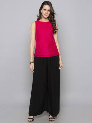 Fuchsia woven taffeta readymade blouse 1