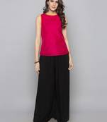 Fuchsia woven taffeta readymade blouse