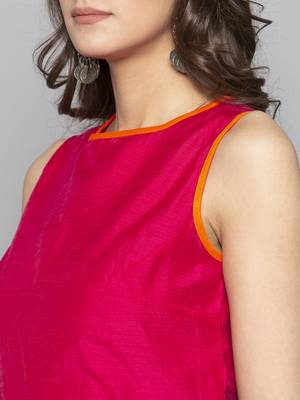 Fuchsia woven taffeta readymade blouse 5