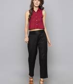 Red woven cotton readymade blouse