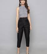 Grey woven cotton readymade blouse