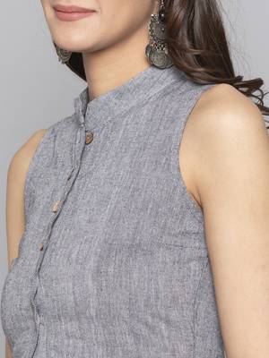 Grey woven cotton readymade blouse 5