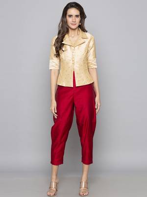 Champagne woven taffeta readymade blouse 1
