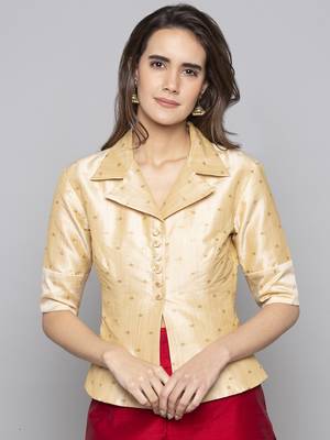 Champagne woven taffeta readymade blouse 2