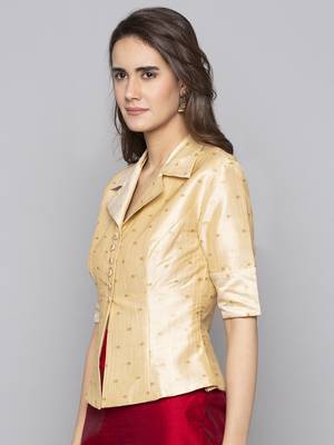 Champagne woven taffeta readymade blouse 4