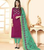 Magenta beads cotton salwar with dupatta