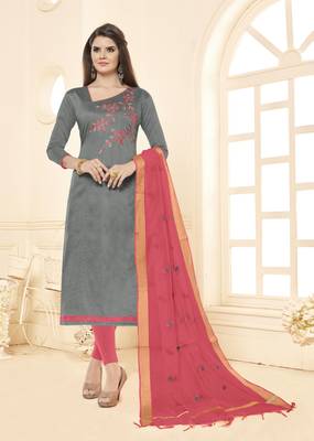 Grey beads cotton salwar with dupatta 1