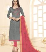 Grey beads cotton salwar with dupatta