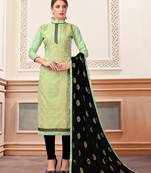 Green woven banarasi silk salwar with dupatta