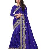 Dark blue embroidered art silk sarees saree with blouse