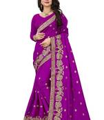 Wine embroidered art silk sarees saree with blouse