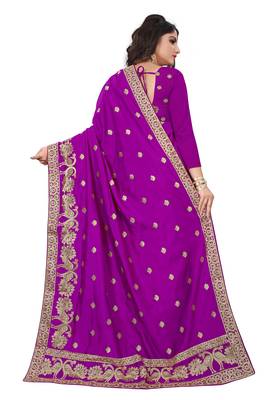 Wine embroidered art silk sarees saree with blouse 3