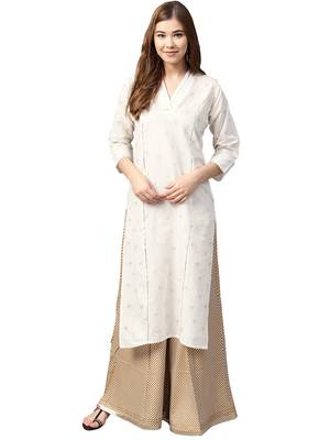 White printed cotton kurti 1