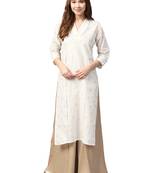 White printed cotton kurti