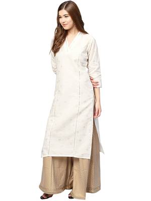 White printed cotton kurti 2
