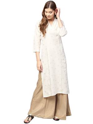 White printed cotton kurti 3