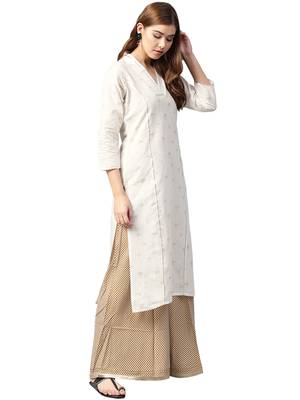 White printed cotton kurti 5