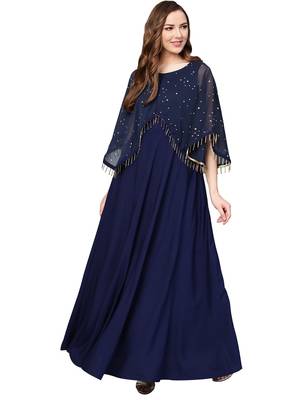 Navy-blue printed crepe kurti 1