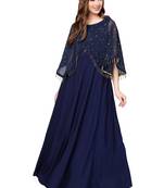 Navy-blue printed crepe kurti