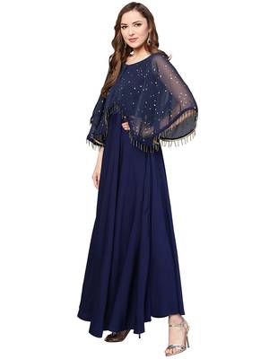 Navy-blue printed crepe kurti 2