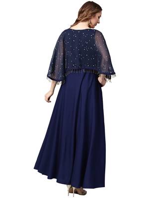 Navy-blue printed crepe kurti 4