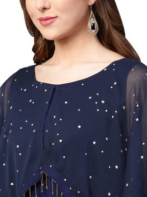 Navy-blue printed crepe kurti 5