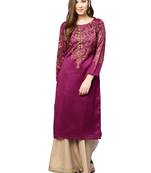 Purple printed polyester kurti