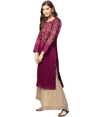 Purple printed polyester kurti 2