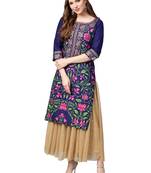 Navy-blue printed cotton kurti