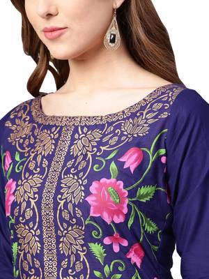 Navy-blue printed cotton kurti 4
