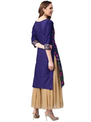 Navy-blue printed cotton kurti 5