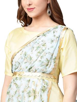 Yellow printed polyester kurti 3