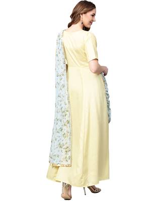 Yellow printed polyester kurti 4