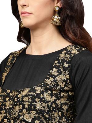 Black printed polyester kurti 2