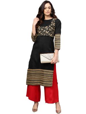 Black printed polyester kurti 5