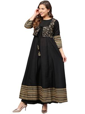 Black printed polyester kurti 1