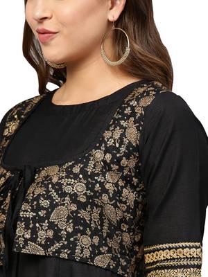 Black printed polyester kurti 2