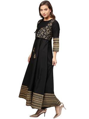 Black printed polyester kurti 3