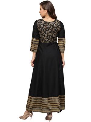 Black printed polyester kurti 4