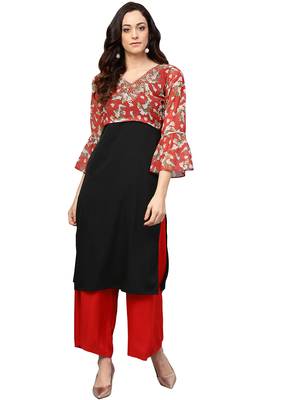 Black printed georgette kurti 1