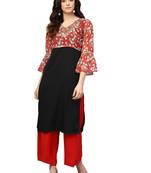 Black printed georgette kurti