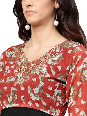 Black printed georgette kurti 2