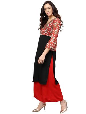 Black printed georgette kurti 3