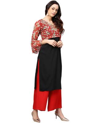 Black printed georgette kurti 4