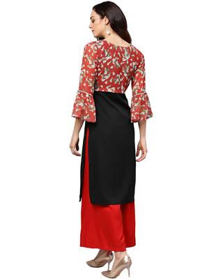 Black printed georgette kurti 5