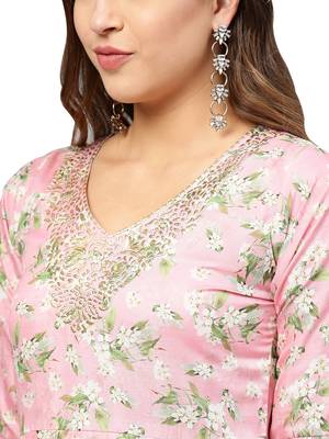 Pink printed polyester kurti 2