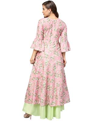 Pink printed polyester kurti 5