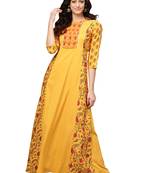 Yellow printed crepe kurti