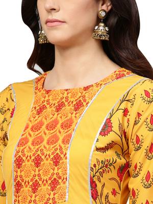 Yellow printed crepe kurti 2